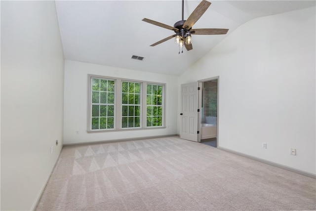 3260 Ridgefair Dr, Cumming, GA 30040 - unfurnished room featuring carpet floors, a ceiling fan, baseboards, and high vaulted ceiling