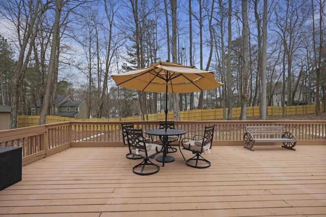 wooden deck featuring fence private yard