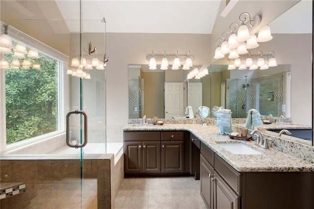 206 Kingsley Way, Woodstock, GA 30188 - bathroom featuring a shower stall, vanity, and plenty of natural light
