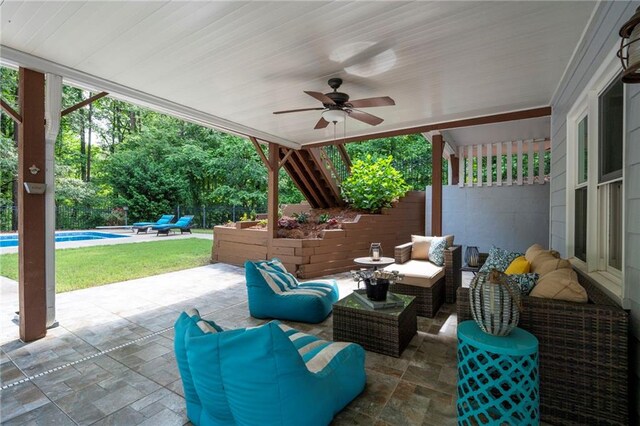 206 Kingsley Way, Woodstock, GA 30188 - view of patio / terrace featuring outdoor lounge area and ceiling fan