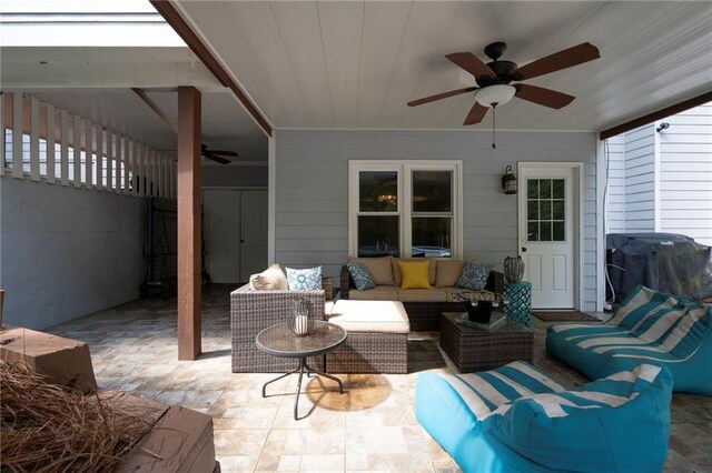 206 Kingsley Way, Woodstock, GA 30188 - view of patio / terrace featuring a ceiling fan, outdoor lounge area, and a grill