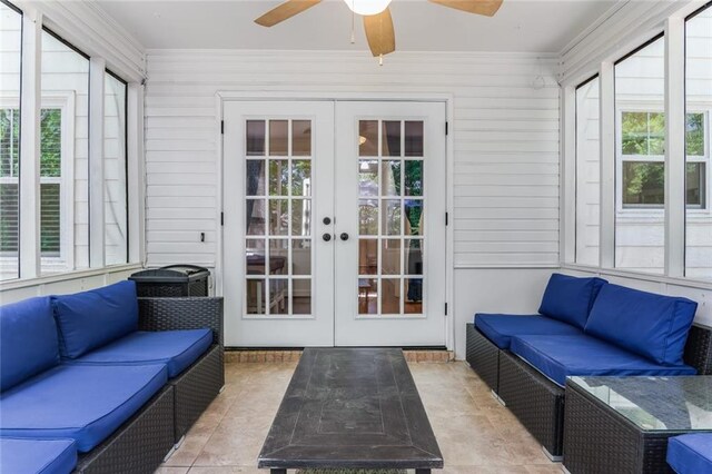 1123 Seaboard Ave NW, Atlanta, GA 30318 - sunroom / solarium with ceiling fan, french doors, and a healthy amount of sunlight