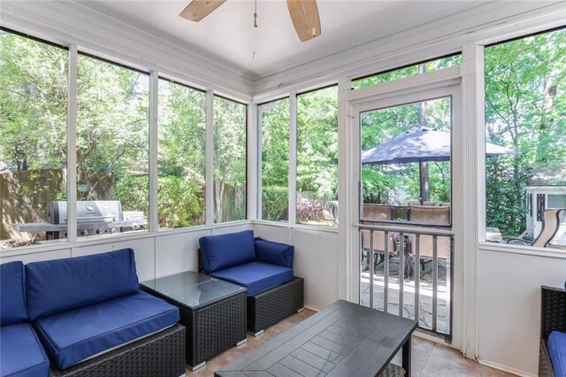 1123 Seaboard Ave NW, Atlanta, GA 30318 - sunroom with an outdoor hangout area and a ceiling fan