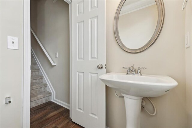 bathroom featuring wood-type flooring