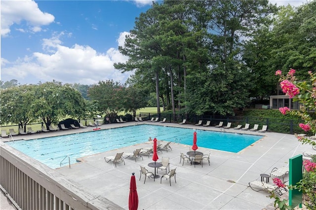 view of pool featuring a patio area