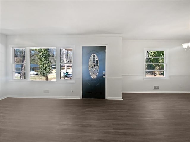 entrance foyer featuring dark wood-type flooring