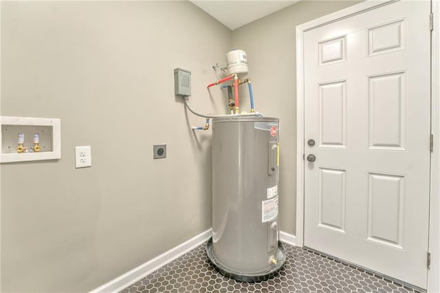 utility room featuring electric water heater