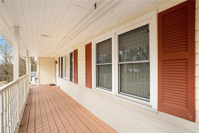 wooden deck with covered porch