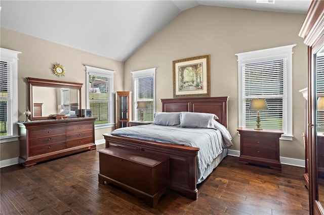 105 Laurel Canyon Trl, Canton, GA 30114 - bedroom with lofted ceiling and dark wood-style floors