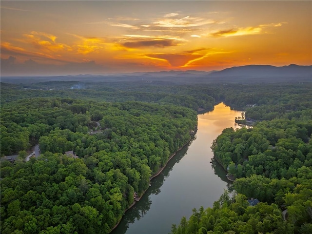 147 Lake Watch Pt, Cleveland, GA 30528 - aerial view at dusk of a wooded view and a water and mountain view