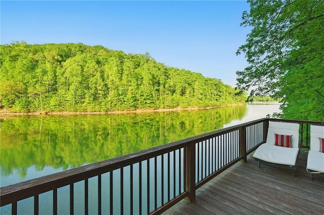 147 Lake Watch Pt, Cleveland, GA 30528 - wooden terrace featuring a water view and a wooded view