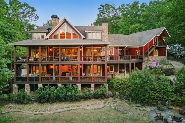 147 Lake Watch Pt, Cleveland, GA 30528 - rear view of house featuring a chimney