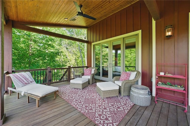 147 Lake Watch Pt, Cleveland, GA 30528 - wooden deck featuring french doors and ceiling fan