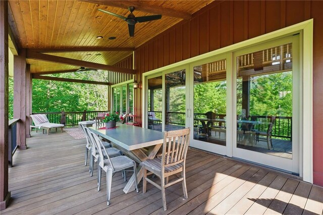 147 Lake Watch Pt, Cleveland, GA 30528 - deck featuring outdoor dining space and ceiling fan