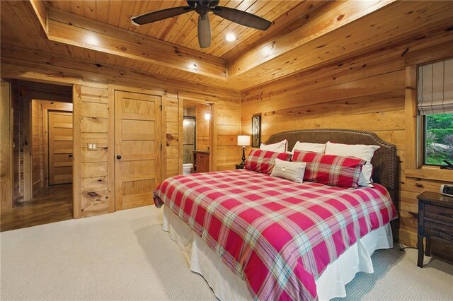 147 Lake Watch Pt, Cleveland, GA 30528 - bedroom with wood ceiling, wood walls, and ensuite bath