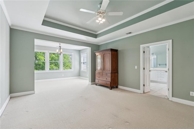 5882 Riverstone Cir Unit 15, Atlanta, GA 30339 - unfurnished bedroom featuring crown molding, light colored carpet, a chandelier, and baseboards