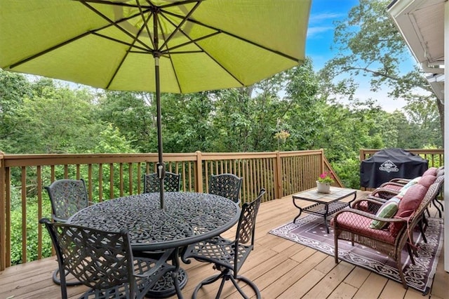 17 Sassafras Trl NE, Cartersville, GA 30121 - wooden terrace with outdoor dining space and area for grilling