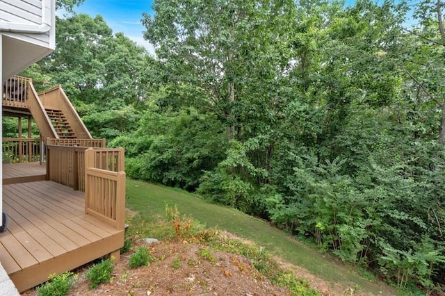 17 Sassafras Trl NE, Cartersville, GA 30121 - view of yard featuring stairway and a wooden deck