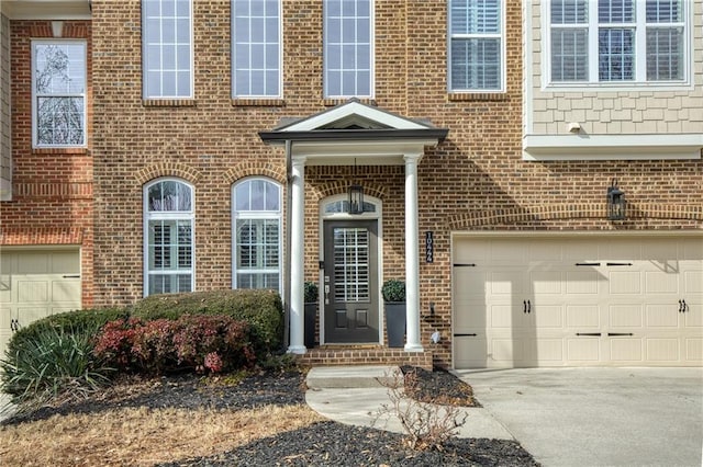 entrance to property with a garage