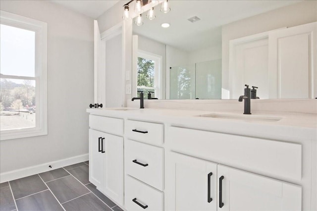 101 Priestwood Ln, Acworth, GA 30102 - full bath with baseboards, double vanity, and a shower stall