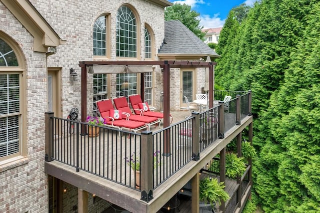 5359 Point S Dr, Gainesville, GA 30504 - wooden deck featuring outdoor lounge area