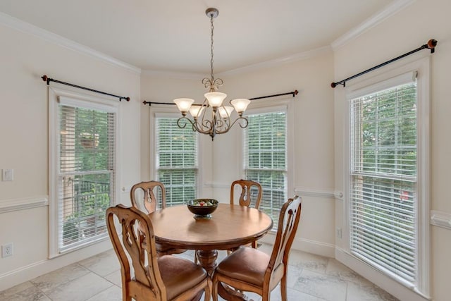 5359 Point S Dr, Gainesville, GA 30504 - dining room featuring a chandelier, healthy amount of natural light, and ornamental molding