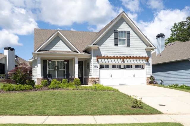 80 Azalea Xing, Dallas, GA 30132 - craftsman inspired home featuring driveway, a front yard, an attached garage, covered porch, and brick siding