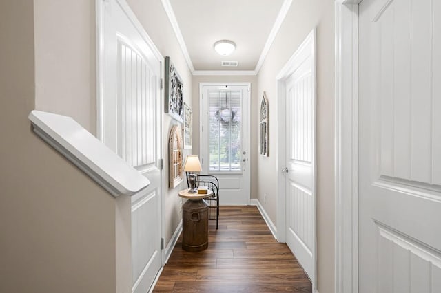 80 Azalea Xing, Dallas, GA 30132 - entryway with ornamental molding, dark wood-style flooring, and baseboards