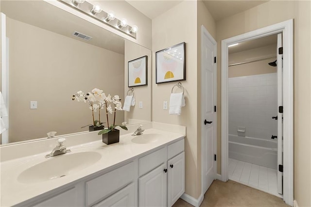 1995 Settindown Dr, Roswell, GA 30075 - bathroom with double vanity and bathing tub / shower combination
