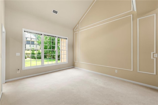 1995 Settindown Dr, Roswell, GA 30075 - carpeted spare room featuring vaulted ceiling and baseboards