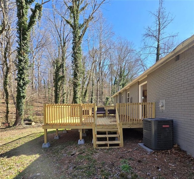 wooden terrace with cooling unit