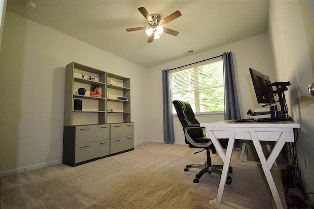 485 Broadmoor Dr, Braselton, GA 30517 - office space featuring light carpet, ceiling fan, and baseboards