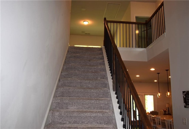 485 Broadmoor Dr, Braselton, GA 30517 - stairs featuring baseboards and carpet