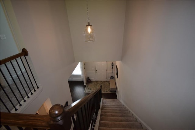 485 Broadmoor Dr, Braselton, GA 30517 - stairs with a high ceiling and baseboards