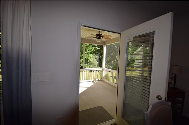 485 Broadmoor Dr, Braselton, GA 30517 - doorway with a ceiling fan and carpet