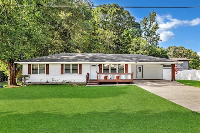 288 Valerie Cir, Hiram, GA 30141 - ranch-style house with concrete driveway, a carport, crawl space, and covered porch