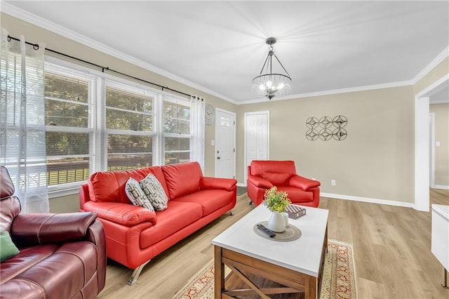 288 Valerie Cir, Hiram, GA 30141 - living room with light wood-style flooring, ornamental molding, and a chandelier
