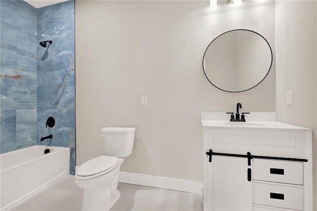 full bathroom with tile patterned floors, vanity, toilet, and tiled shower / bath