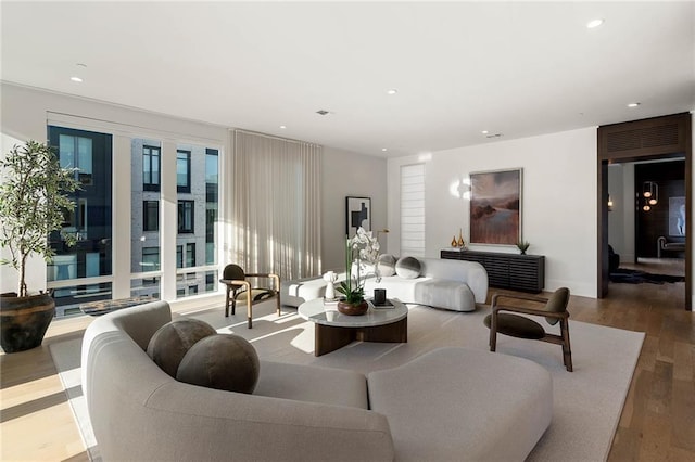 living room with hardwood / wood-style flooring