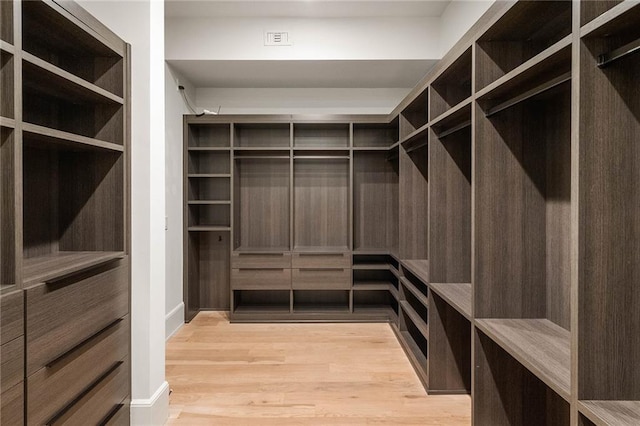 spacious closet with light hardwood / wood-style floors