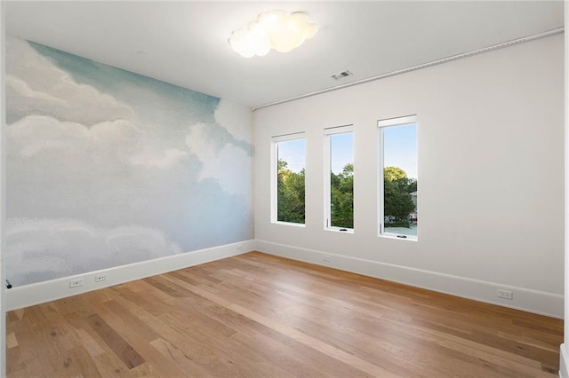 spare room featuring light hardwood / wood-style floors