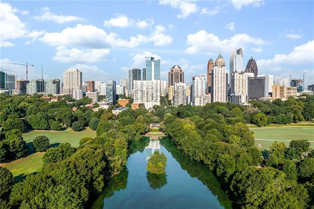 property's view of city with a water view