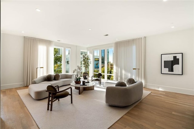 living room with light wood-type flooring