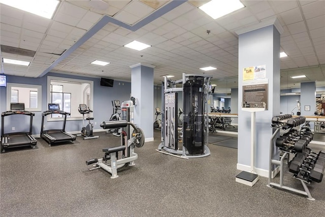 795 Hammond Dr Unit 503, Sandy Springs, GA 30328 - workout area featuring a drop ceiling and baseboards