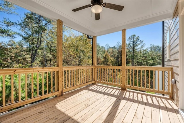 deck featuring ceiling fan