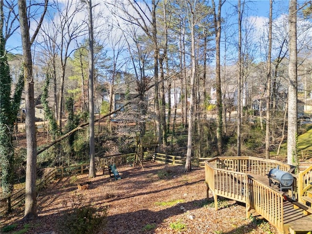 view of yard featuring a deck