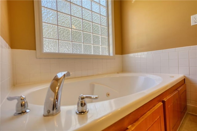 bathroom featuring a garden tub