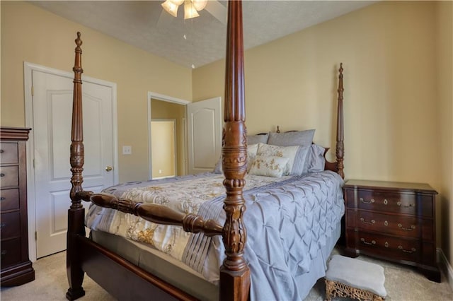 bedroom featuring carpet and a ceiling fan