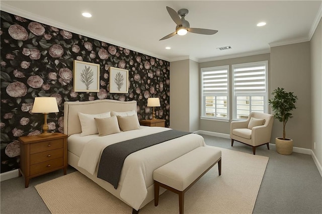 146 Rowan Ave, Alpharetta, GA 30009 - bedroom featuring carpet floors, baseboards, visible vents, and recessed lighting