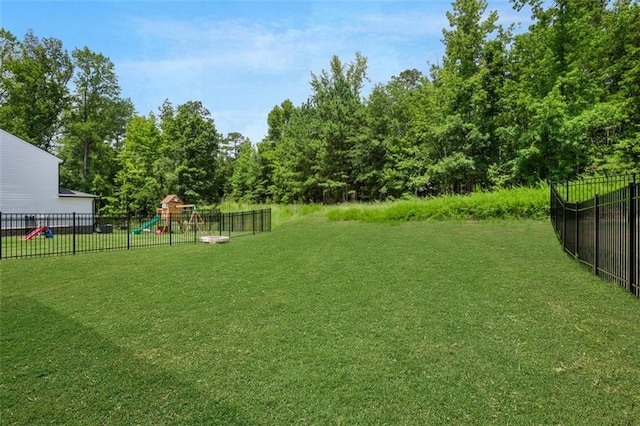 view of yard with a playground